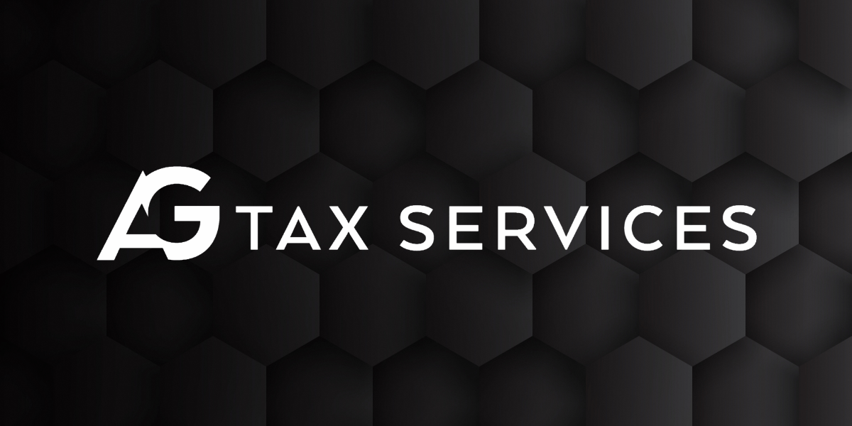 Logo of AG Tax Services on a black hexagonal background