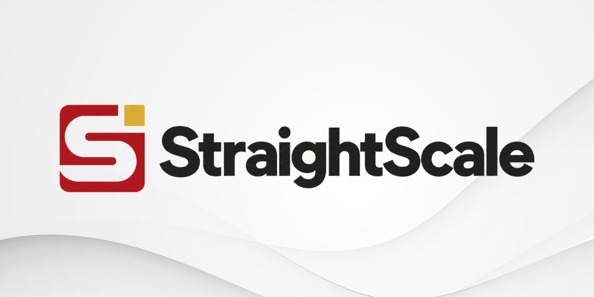 Logo of StraightScale featuring stylized "S" in red and yellow with bold text