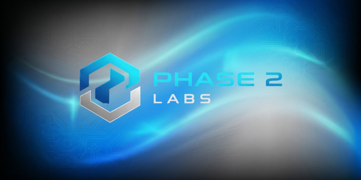 Phase 2 Labs logo on blue technology-themed background representing digital marketing and business growth.