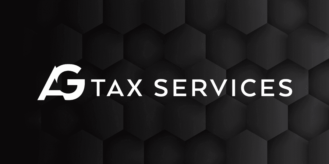 Logo of AG Tax Services on a black hexagonal background