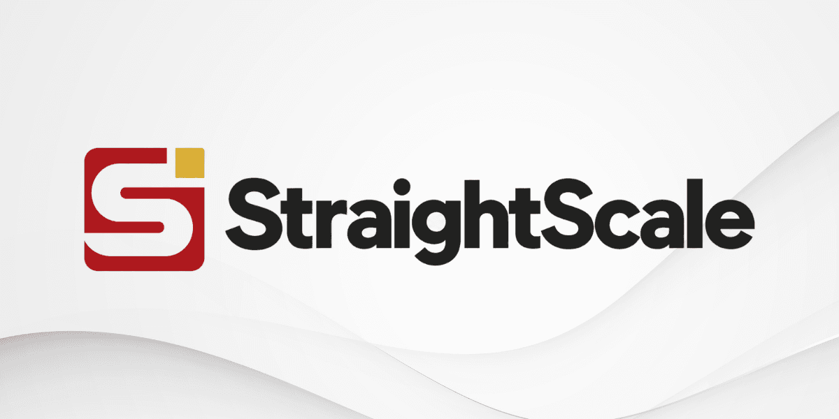 Logo of StraightScale featuring stylized "S" in red and yellow with bold text