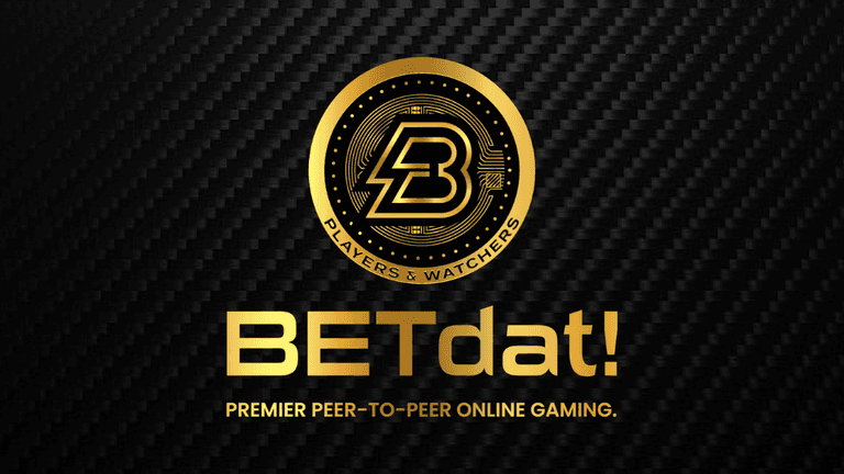 BETdat! logo with a sleek gold design and tagline for online gaming.