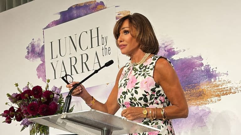 Ann Peacock speaking at the Pancreatic Cancer Research Lunch by the Yarra fundraising event.