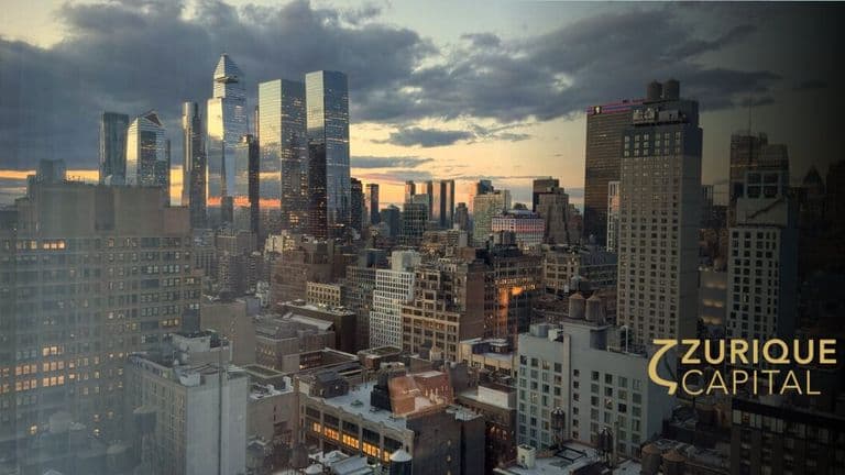Zurique Capital logo with New York City skyline, representing AI-driven investment strategies for the S&P 500.