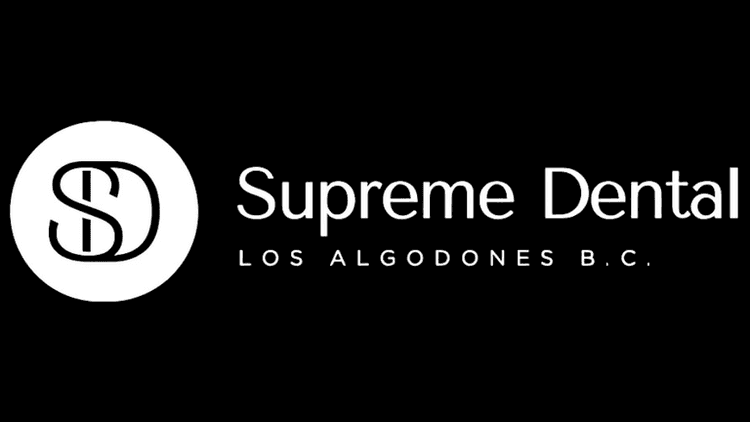 "Supreme Dental logo featuring a minimalist design with the letters 'S' and 'D' inside a circle, representing the dental clinic in Los Algodones, B.C."