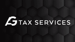 Logo of AG Tax Services on a black hexagonal background