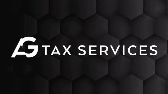 Logo of AG Tax Services on a black hexagonal background