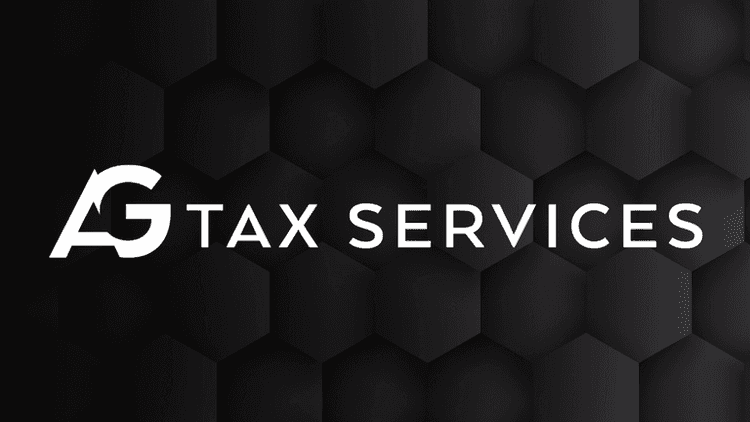 Logo of AG Tax Services on a black hexagonal background