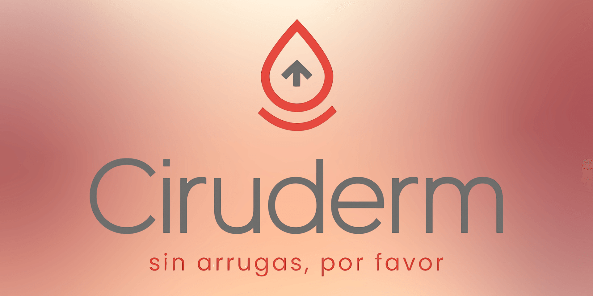 Logo for Ciruderm featuring a drop-shaped icon and the slogan about wrinkle-free skin