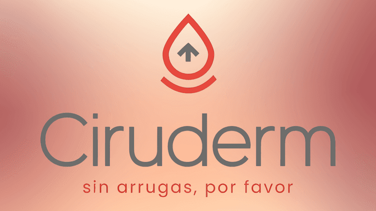 Logo for Ciruderm featuring a drop-shaped icon and the slogan about wrinkle-free skin