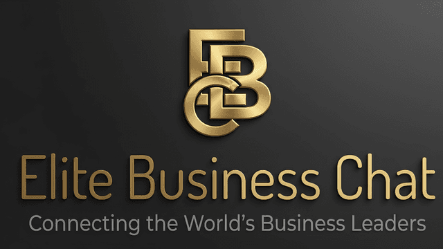 Logo for Elite Business Chat with gold lettering and business-themed design elements