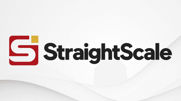 Logo of StraightScale featuring stylized "S" in red and yellow with bold text
