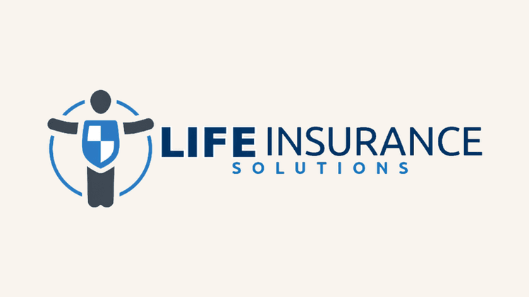 Logo for Life Insurance Solutions featuring a shield and human figure design