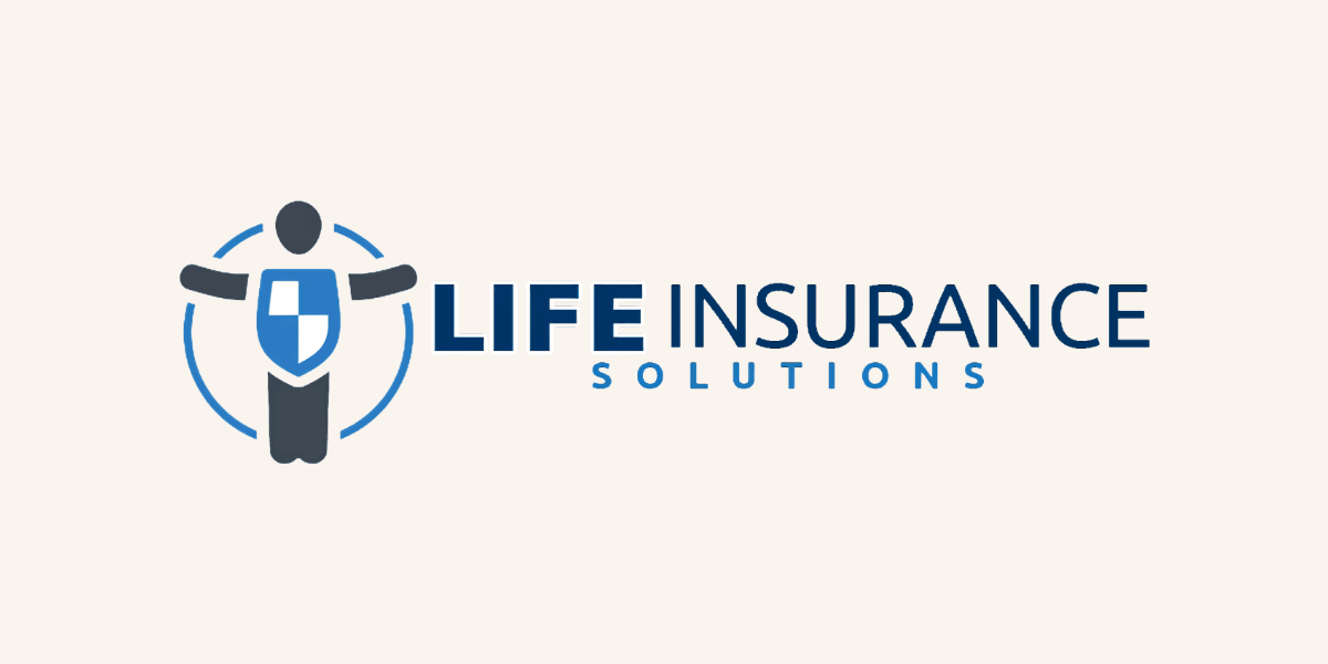 Logo for Life Insurance Solutions featuring a shield and human figure design