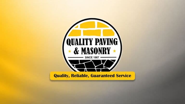 Quality Paving and Masonry logo with paving stone design and tagline, “Quality, Reliable, Guaranteed Service.”