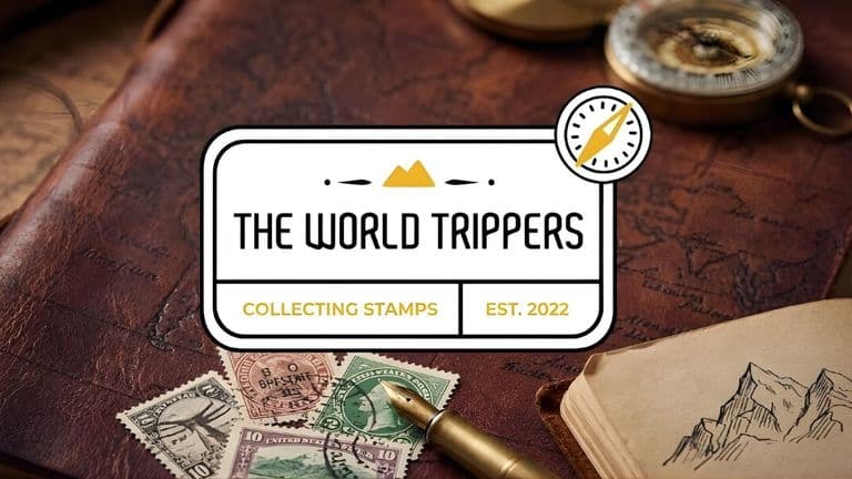 Vintage travel-themed image with a leather notebook, compass, and aged stamps. 'The World Trippers' logo emphasizes adventure and exploration.