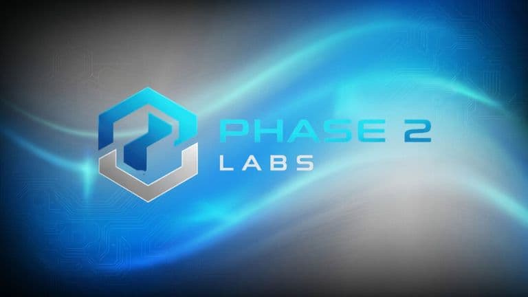 Phase 2 Labs logo on blue technology-themed background representing digital marketing and business growth.
