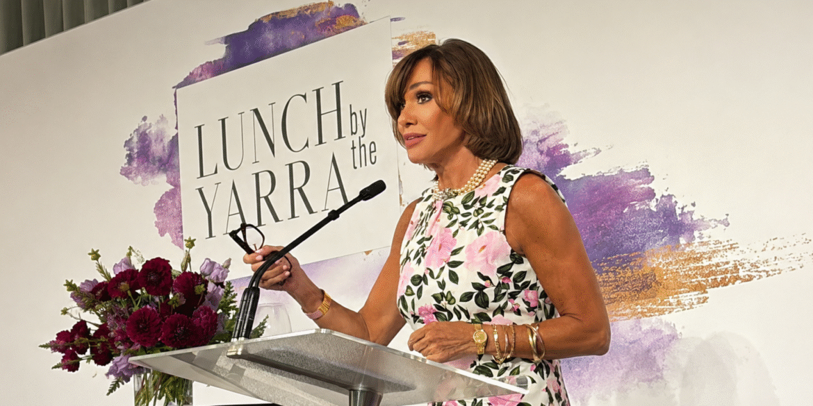 Ann Peacock speaking at the Pancreatic Cancer Research Lunch by the Yarra fundraising event.